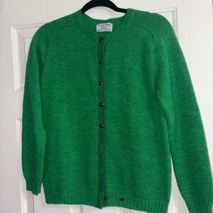 Vintage British Vogue Made in USA Green Button-Up Cardigan